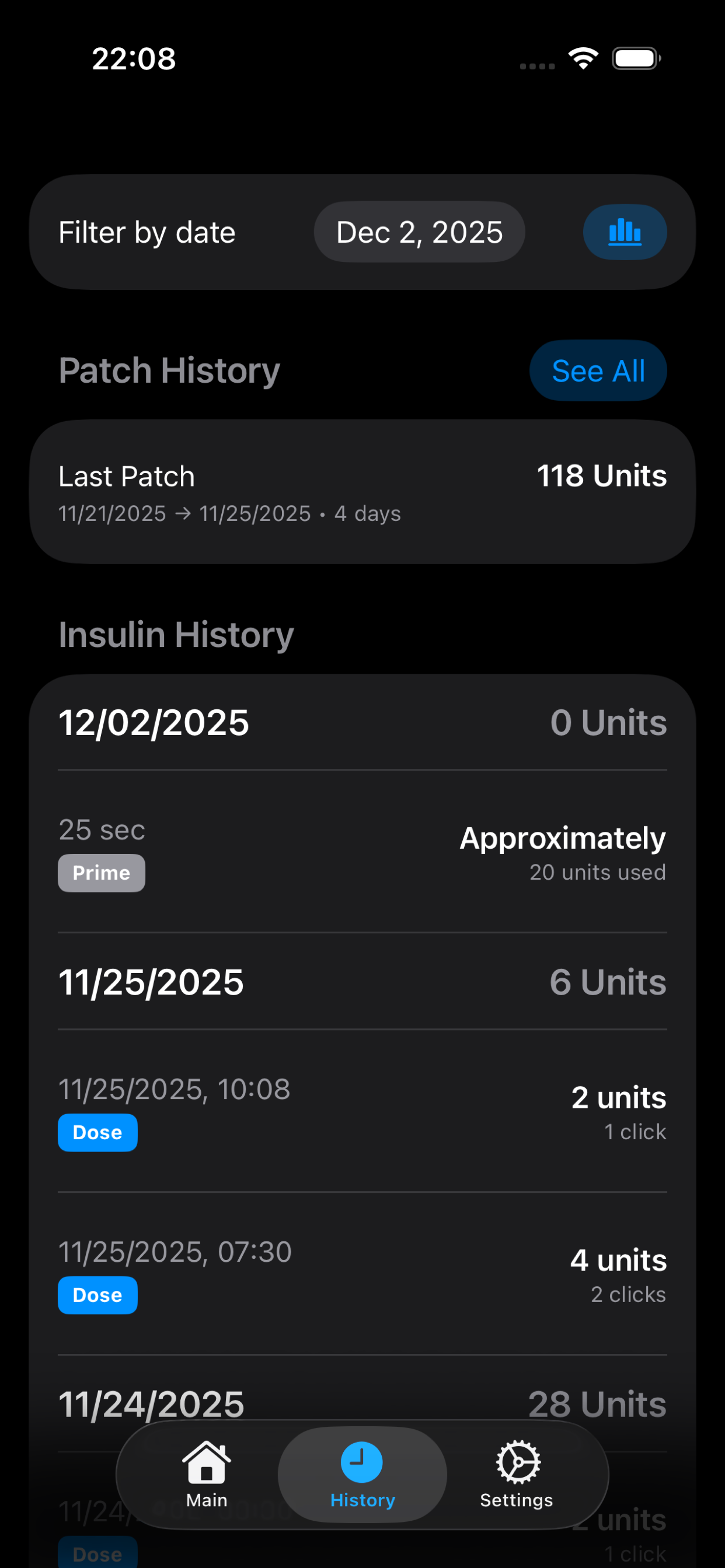 Logging screen