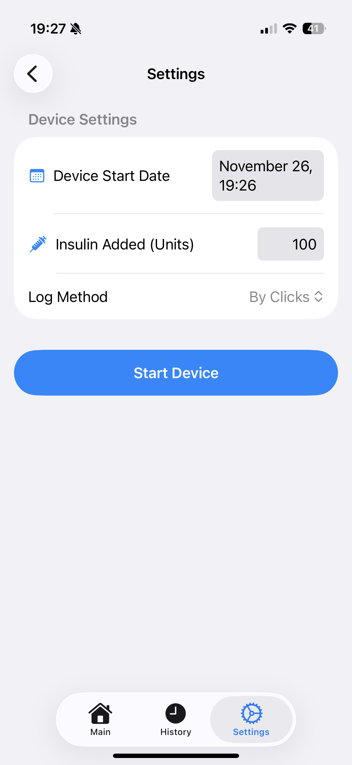 Setup screen
